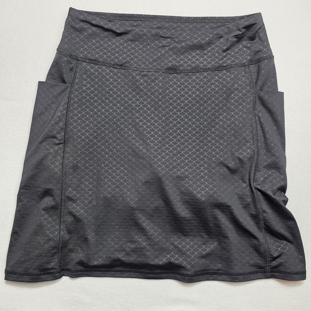 Reel Legends Cabana Skort Womens Small Black Mermaid Scale Athletic Skirt Pocket
